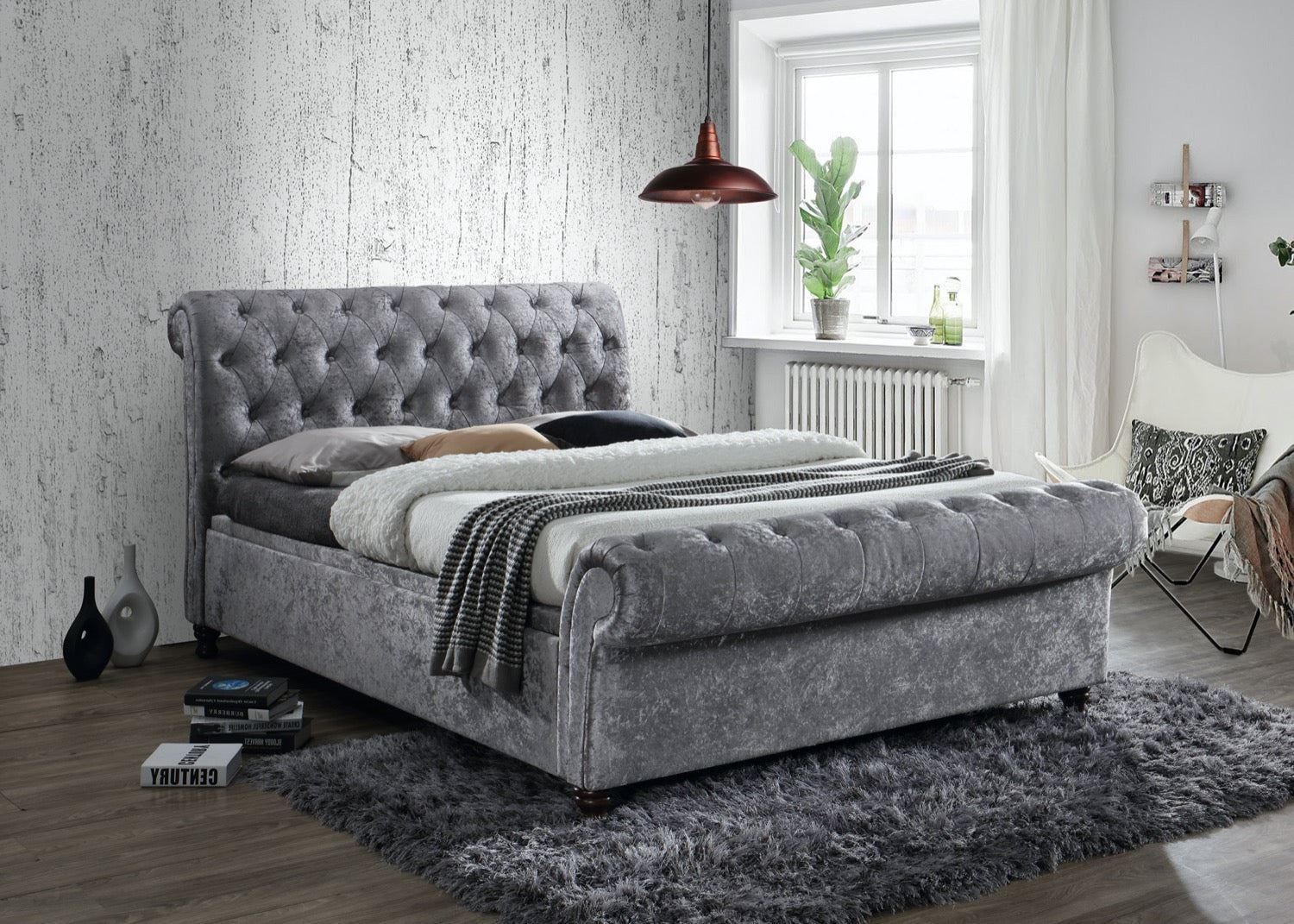 Castello Side Ottoman Bed - Steel