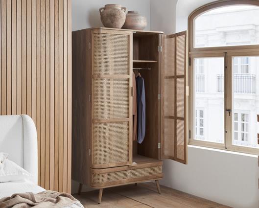 Noah 2 Door Rattan Wardrobe