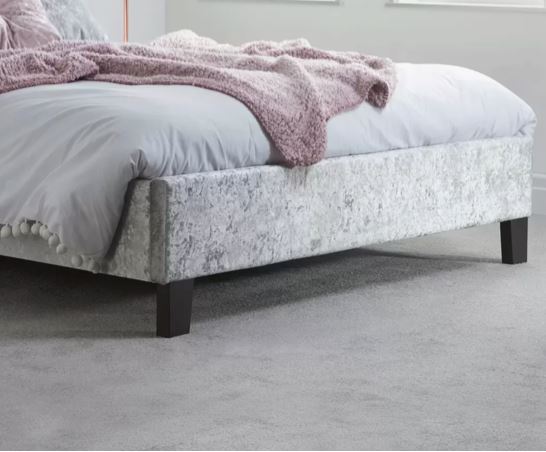 Berlin Bed Steel Crushed Velvet