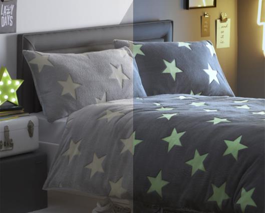 Single - Silentnight Grey Glow In The Dark Teddy Fleece Duvet Set