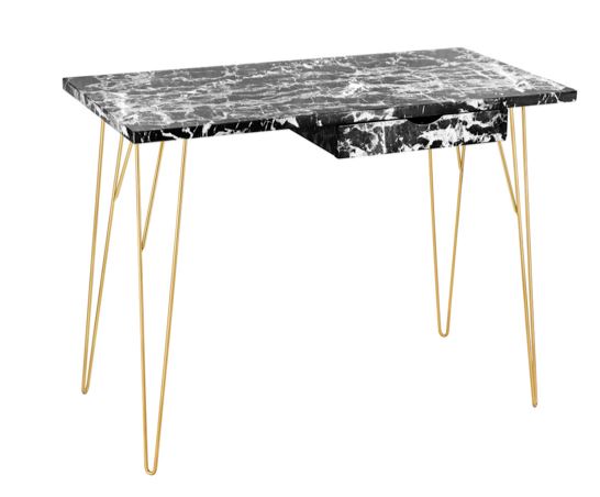 Fusion Desk Black Marble - Black & Gold