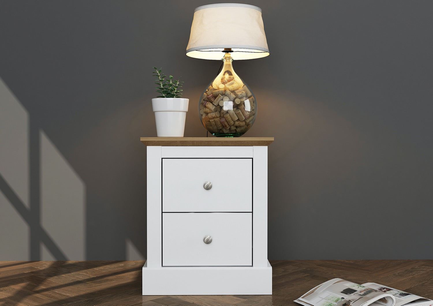 Devon Bedside Cabinet - White