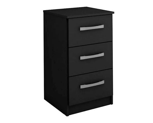 Lynx 3 Drawer Bedside - Black