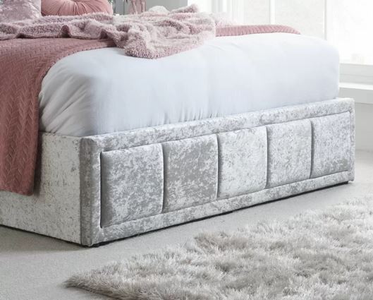 Hannover Ottoman Bed Steel Crushed Velvet