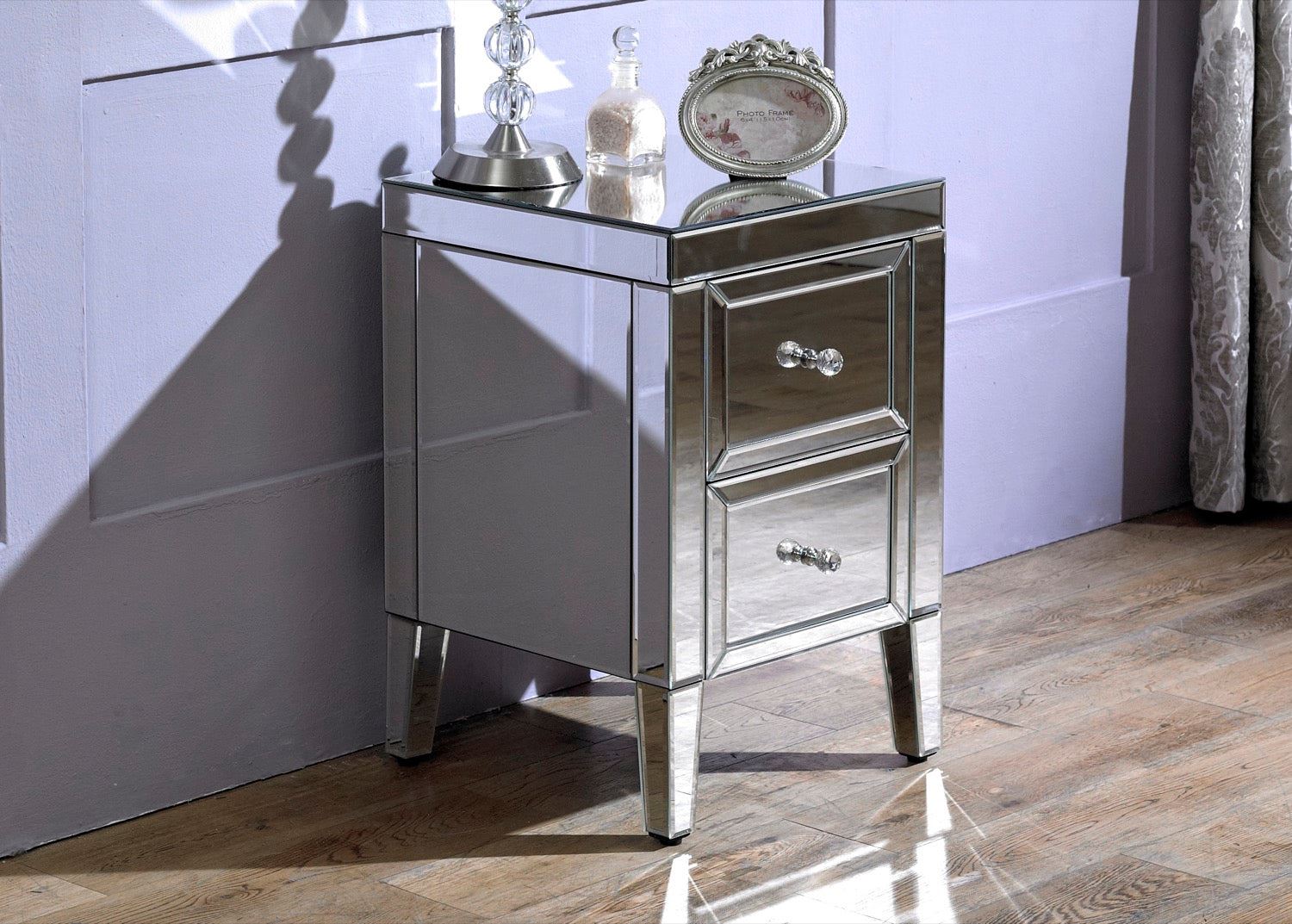 Valencia 2 Drawer Bedside - Mirrored