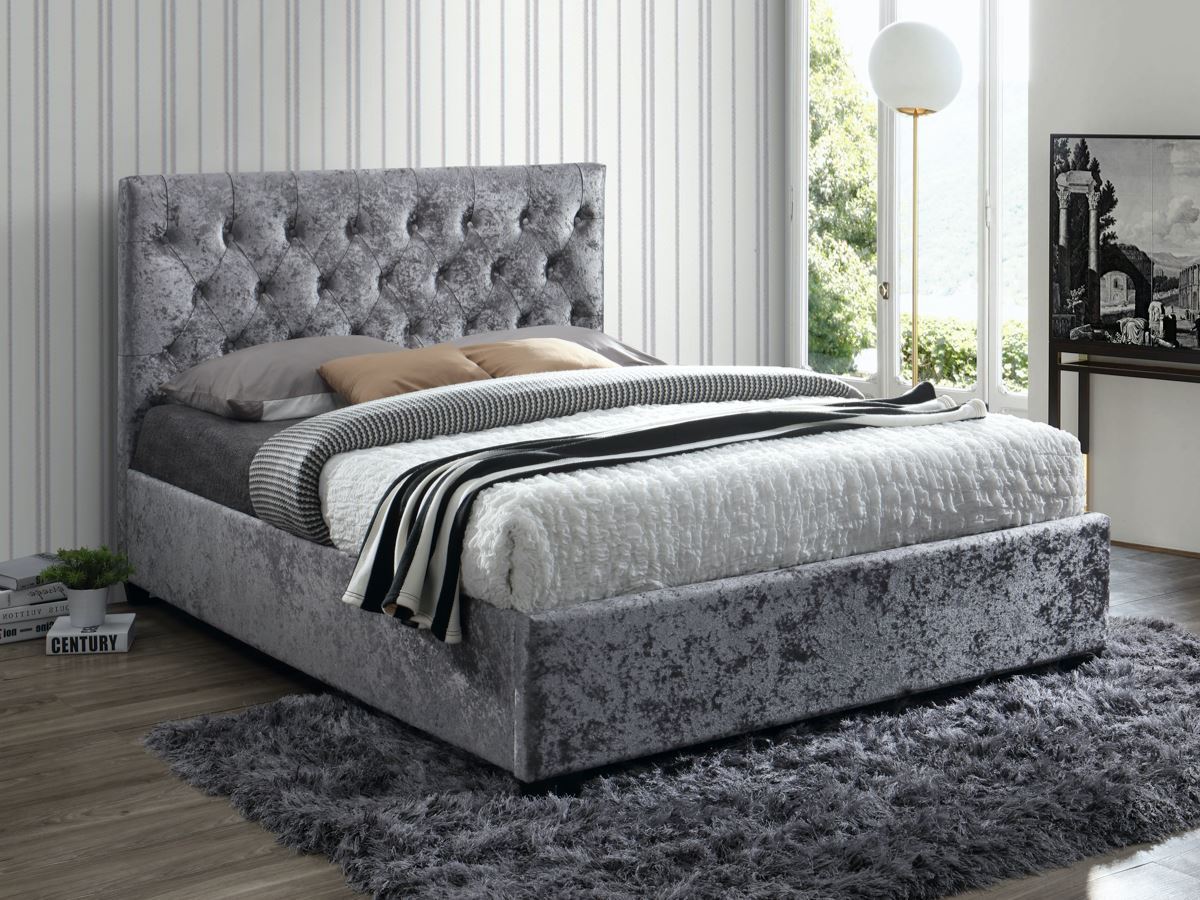 Cologne Bed Steel Crushed Velvet