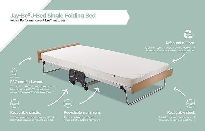 Jay Be J Bed Folding Bed with Performance e-Fibre Mattress