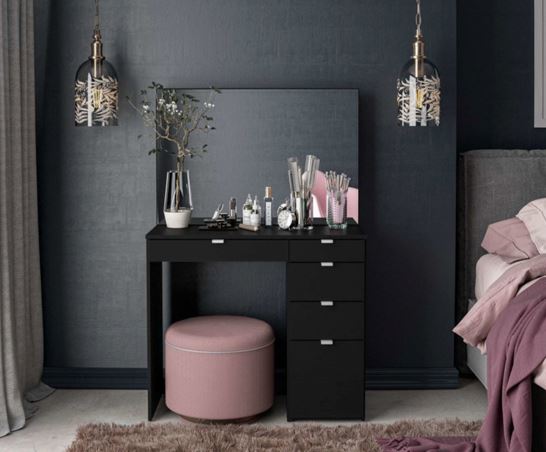 Ava 5 Drawer Dressing Table - Black