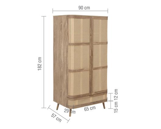 Noah 2 Door Rattan Wardrobe