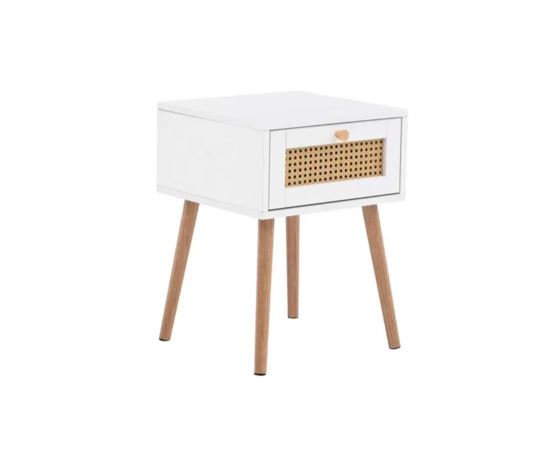 Croxley 1 Drawer Rattan Bedside - White