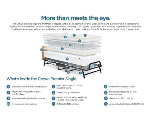 Jay Be Crown Premier Folding Bed with Deep Sprung Mattress