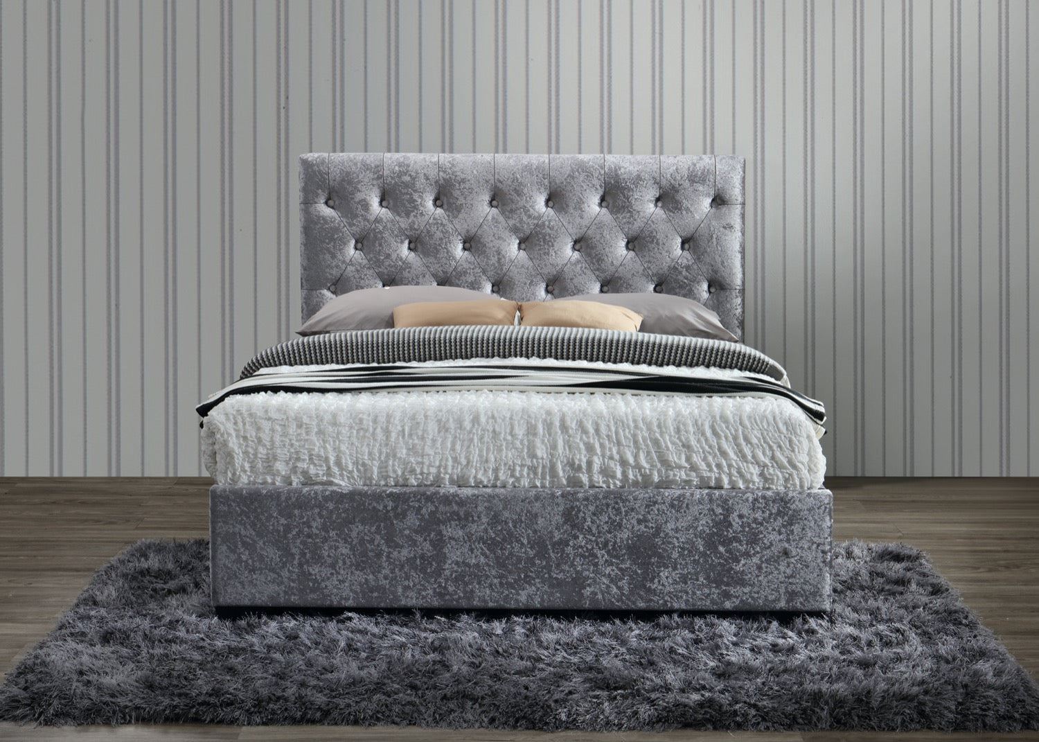 Cologne Bed Steel Crushed Velvet