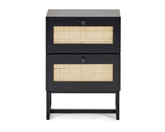 Padstow 2 Drawer Bedside- Black