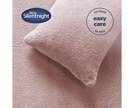 Double - Silentnight Teddy Fleece Fitted Sheet - Blush