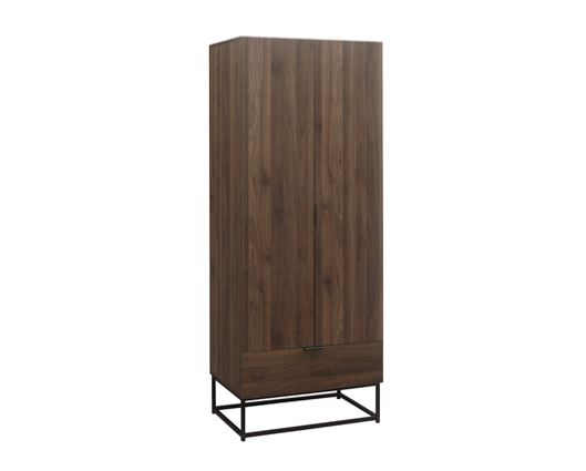 Houston 2 Door 1 Drawer Wardrobe - Walnut