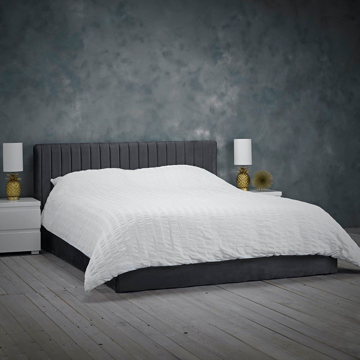 Berlin Bed Silver Velvet