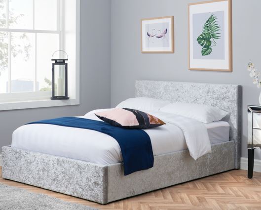 Berlin Ottoman Bed Steel Crushed Velvet