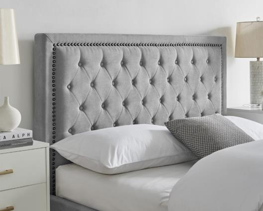 Rhea Fabric Bed - Light Grey