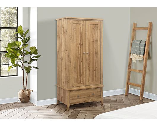 Hampstead 2 Door 1 Drawer Wardrobe - Oak