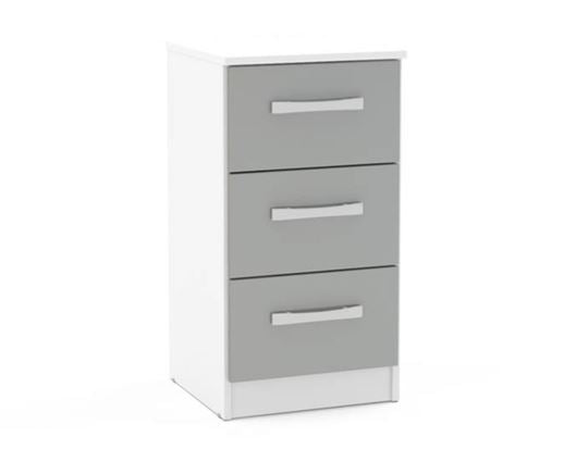 Lynx 3 Drawer Bedside - White/Grey