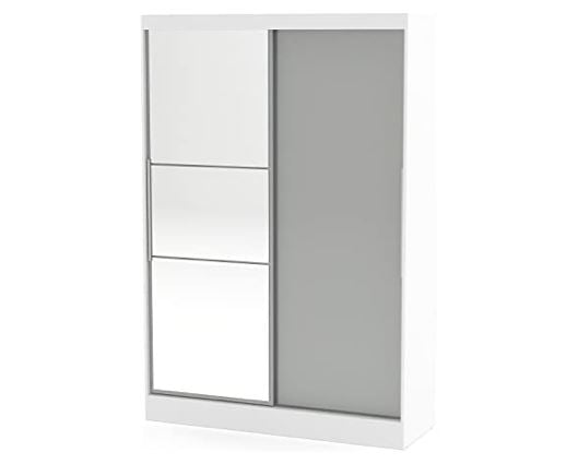 Lynx 2 Door Sliding Wardrobe With Mirror - White/Grey