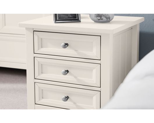 Maine 3 Drawer Bedside - White