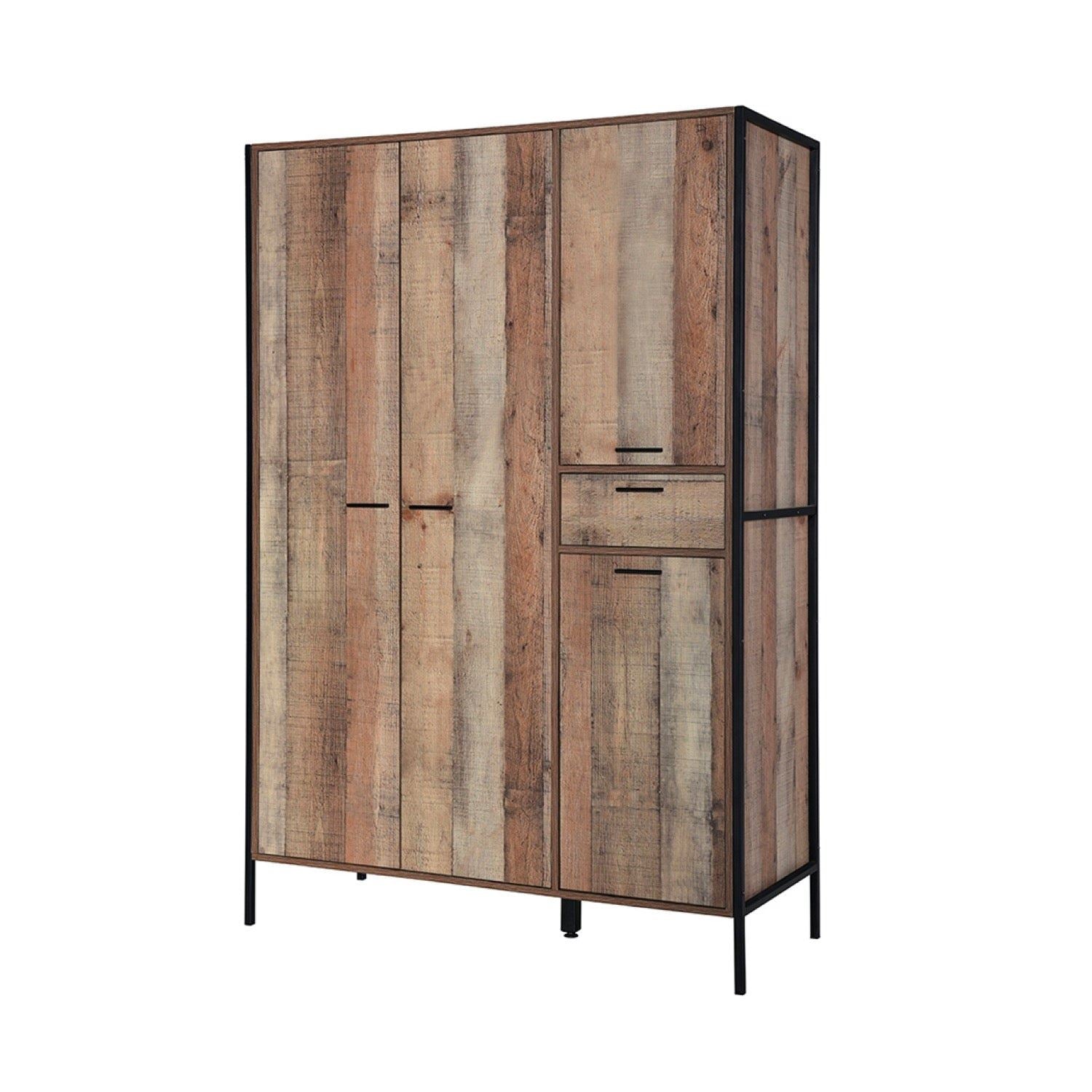 Hoxton 4 Door Wardrobe Distressed Effect - Oak