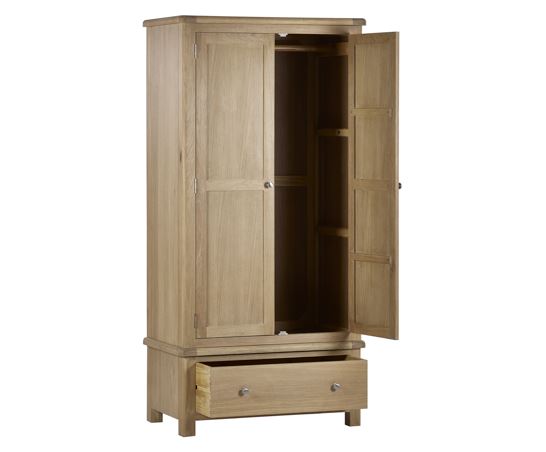 Memphis Limed Oak 2 Door 1 Drawer Wardrobe