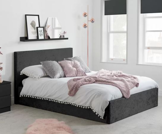 Berlin Ottoman Bed - Black Crushed Velvet