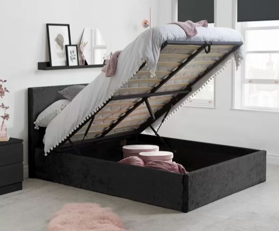 Berlin Ottoman Bed - Black Crushed Velvet