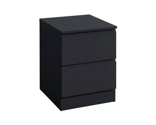 Oslo 2 Drawer Bedside - Black