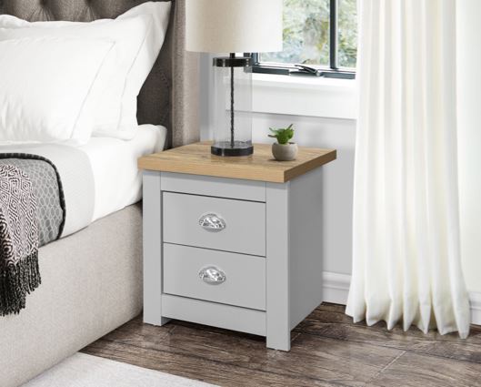 Highgate 2 Drawer Bedside - Grey