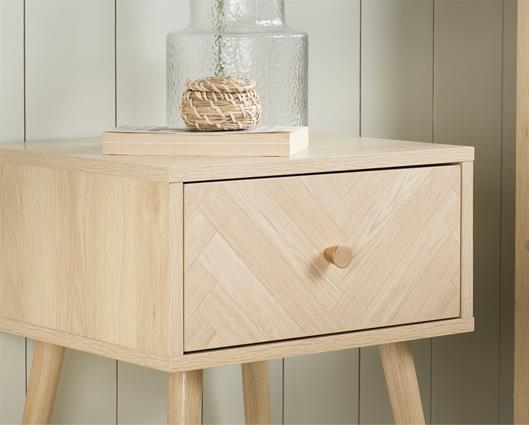 Herringford 1 Drawer Bedside - Oak