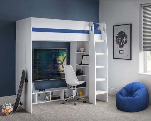 Nebula Gaming Bed with Desk - White