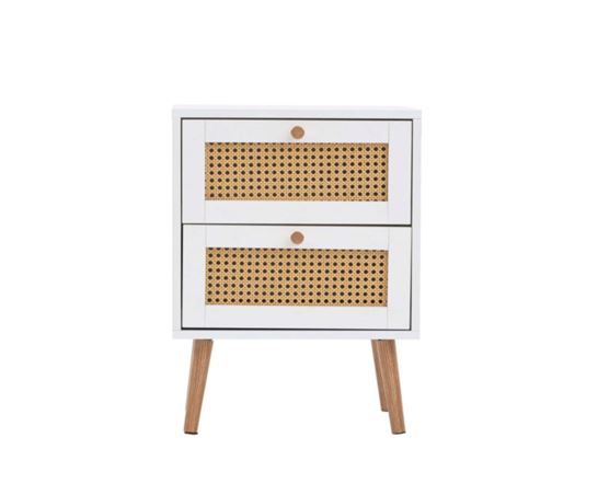 Croxley 2 Drawer Rattan Bedside - White