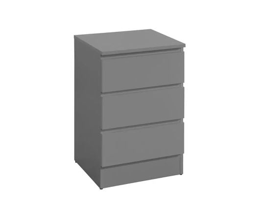 Oslo 3 Drawer Bedside - Grey