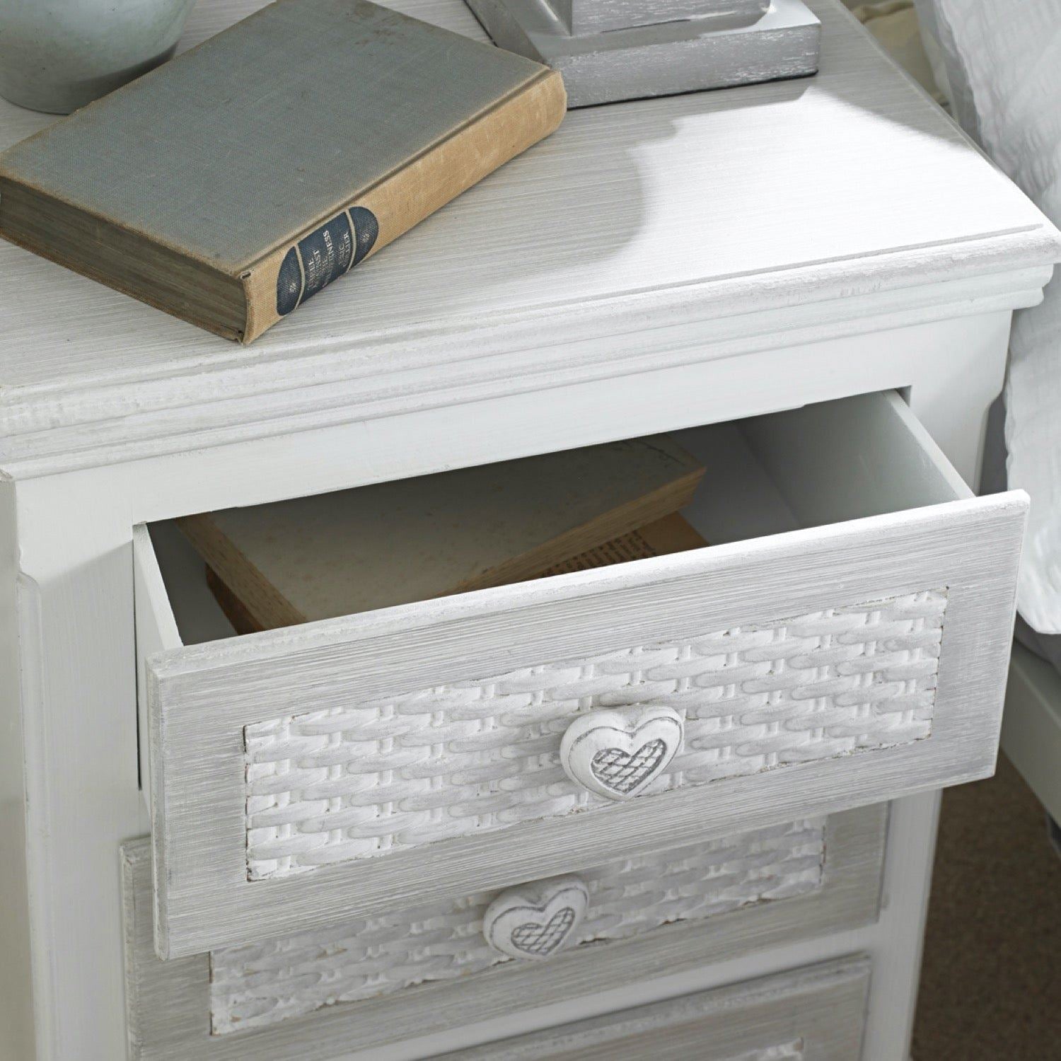 Brittany 3 Drawer Bedside - White