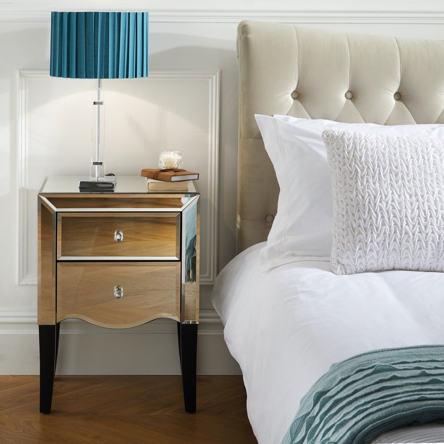 Palermo 2 Drawer Bedside - Mirrored