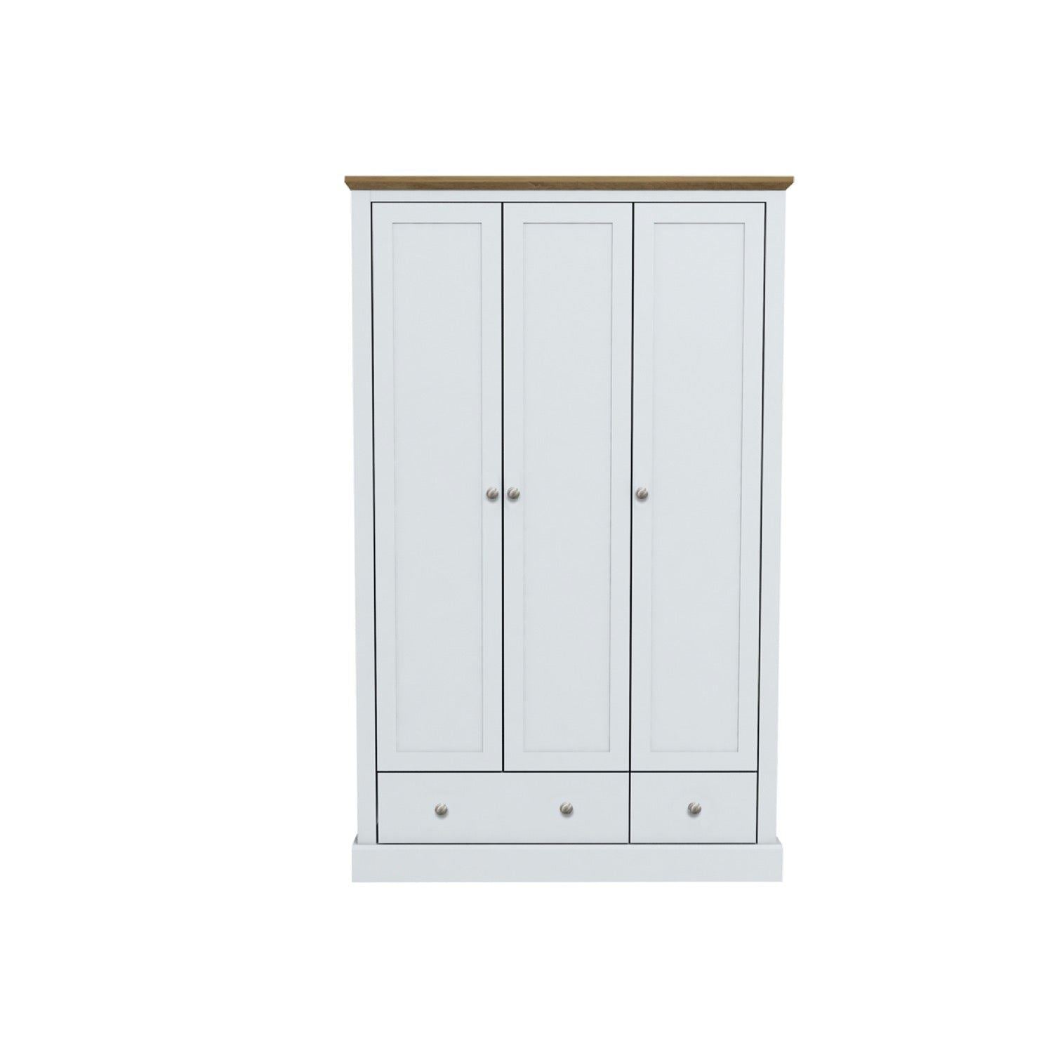 Devon 3 Door 2 Drawer Wardrobe - White