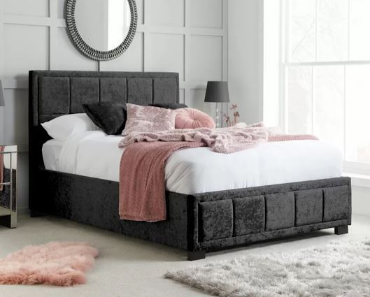 Hannover Bed - Black Crushed Velvet