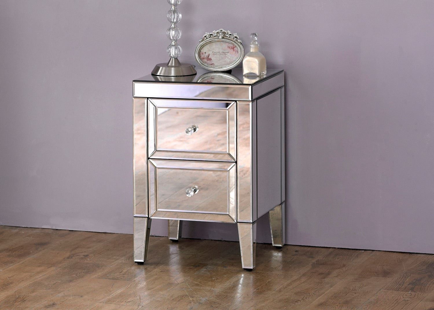 Valencia 2 Drawer Bedside - Mirrored