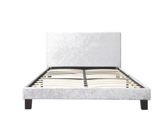 Berlin Bed Steel Crushed Velvet