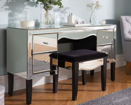 Palermo 4 Drawer Dressing Table - Mirrored