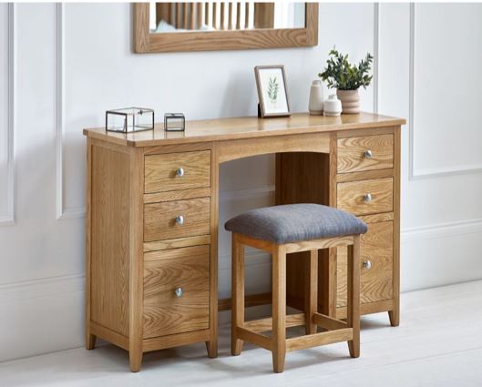 Mallory Twin Pedestal Dressing Table + Stool Set Fsc