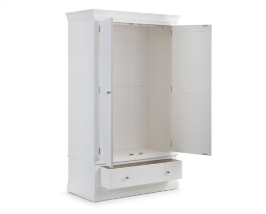 Clermont 2 Door 1 Drawer Wardrobe - White