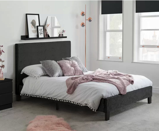 Berlin Bed - Black Crushed Velvet