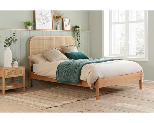 Margot Rattan Bed - Oak