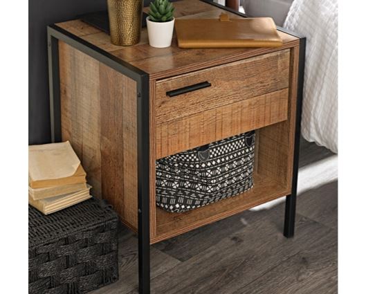 Hoxton Bedside Cabinet Distressed Effect - Oak