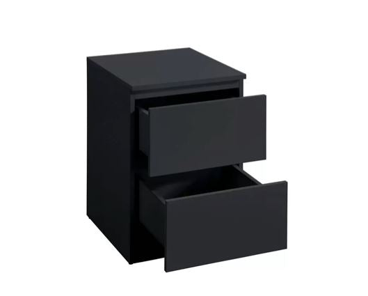 Oslo 2 Drawer Bedside - Black