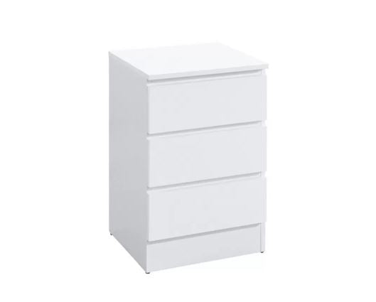 Oslo 3 Drawer Bedside - White